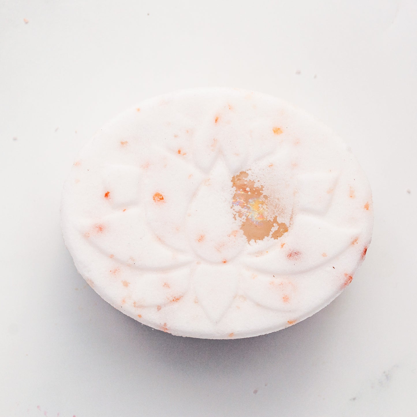 crown healing chakra bath bomb with clear quartz crystal