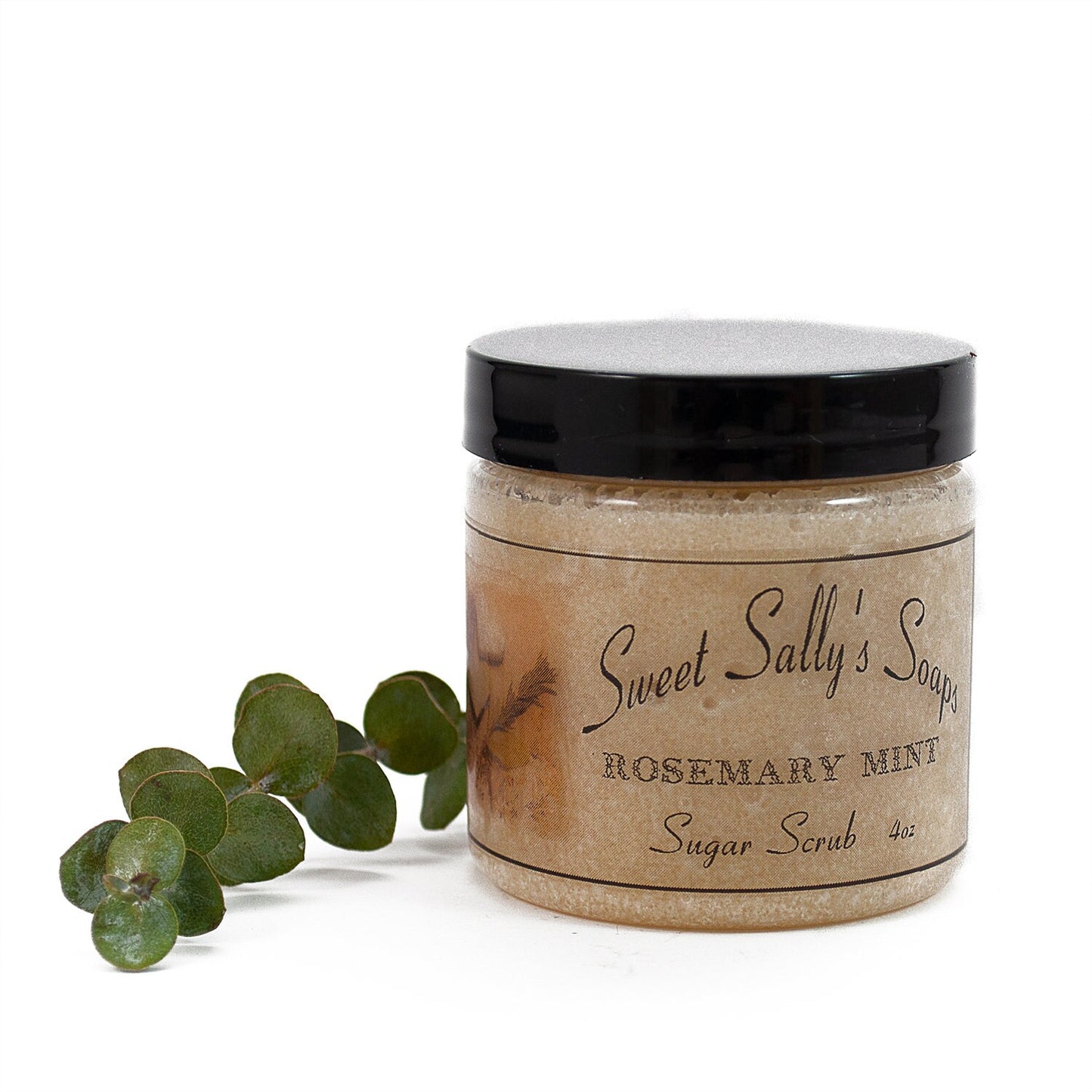 Rosemary Mint Sugar Scrub 4oz ,Emulsified Organic Sugar