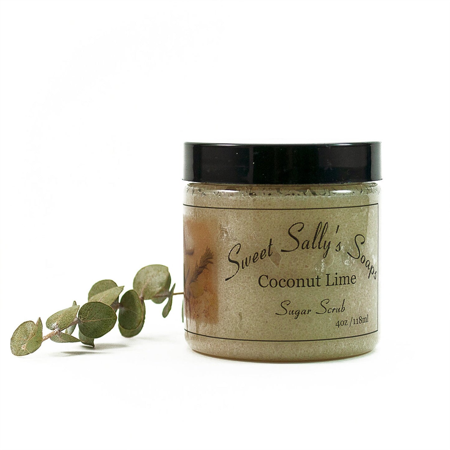 Coconut Lime Sugar Scrub 4oz, Emulsified Organic Sugar