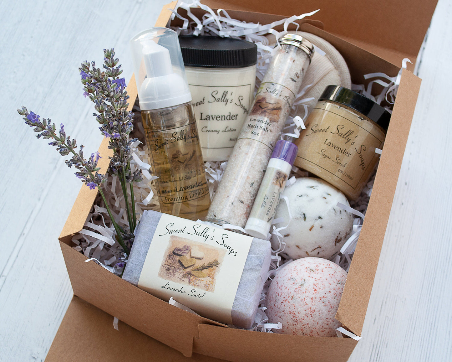 Lavender Self-Care Spa Gift Set, Lotion, Scrub, Soap, Bath Bombs