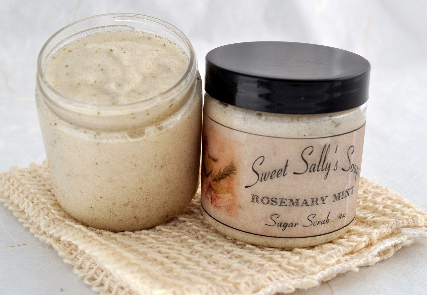 Rosemary Mint Sugar Scrub 4oz ,Emulsified Organic Sugar